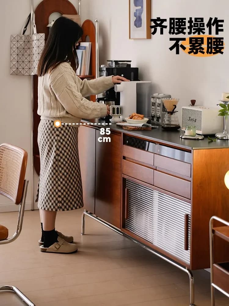 HYS Solid Wood Sideboard Storage Furniture Organizer Small Apartment Tea Cabinet Kitchen Cabinet
