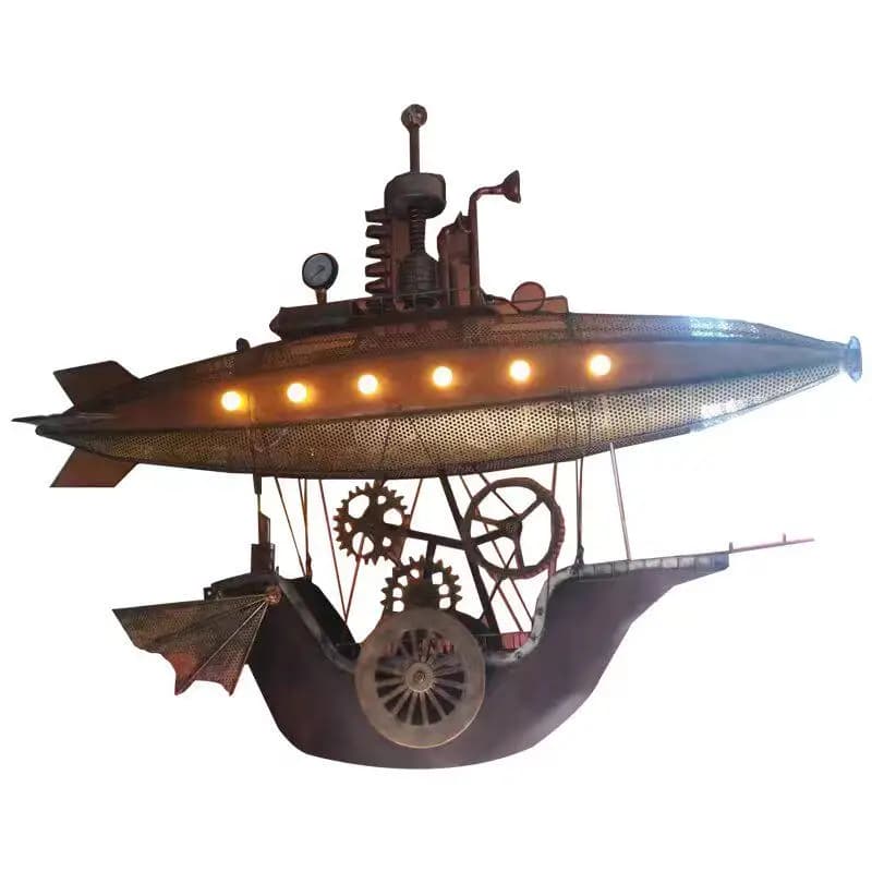 Retro industrial wind wrought iron airship aircraft creative pendant restaurant bar shed ceiling wall decoration pendant