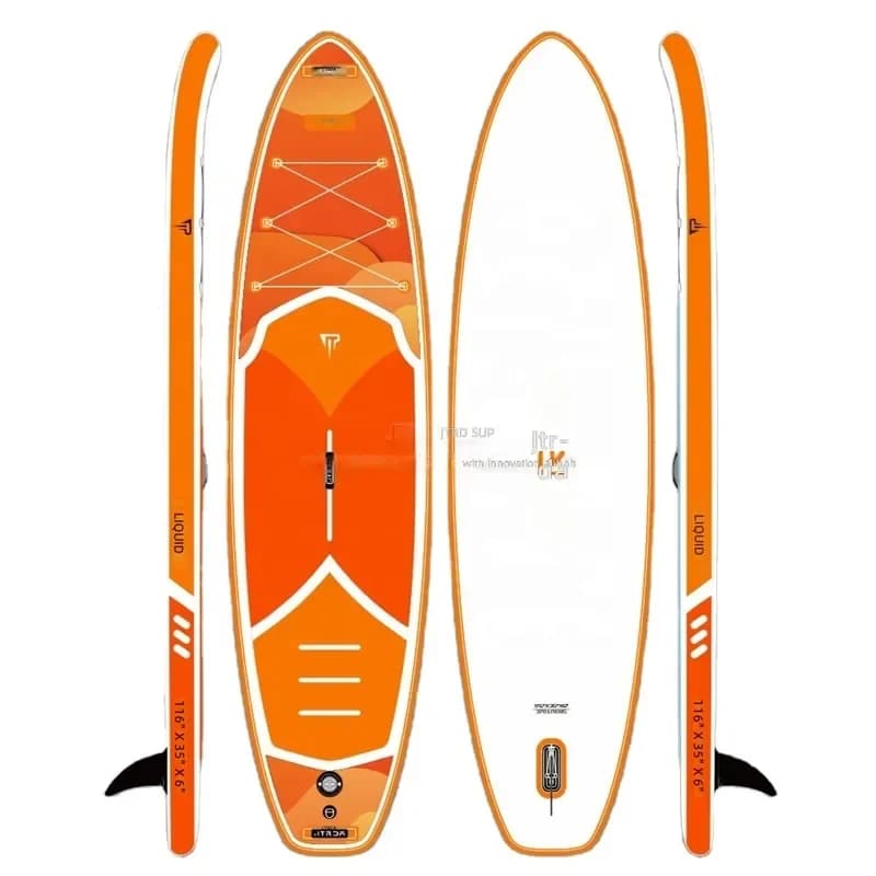 JTRDA Folding Inflatable Stand up Paddle Board Cover & Motor Kit Pedal Driven 11'6" PVC Lakes & Rivers