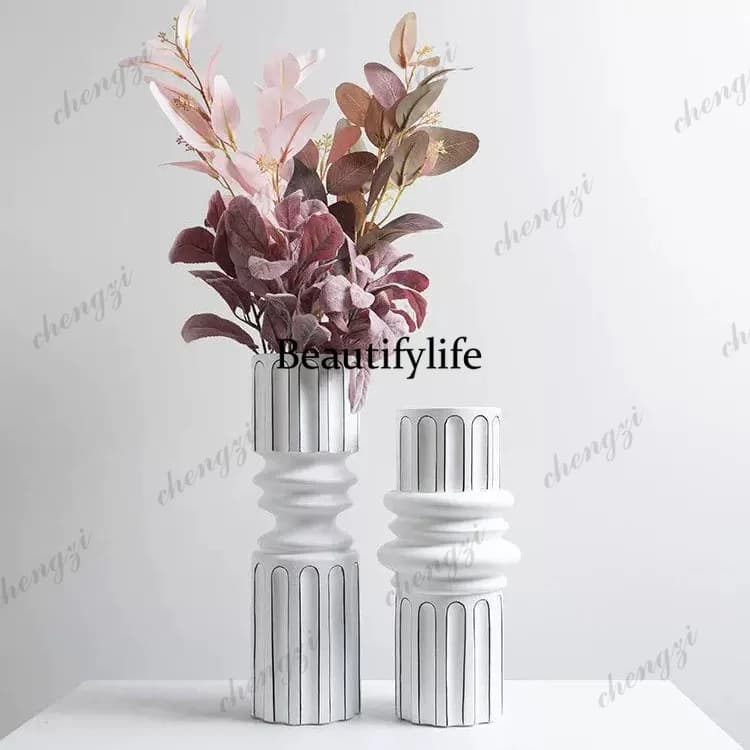 Nordic simple black and white vertical vase resin ornament home dining table TV cabinet entrance exhibition living room