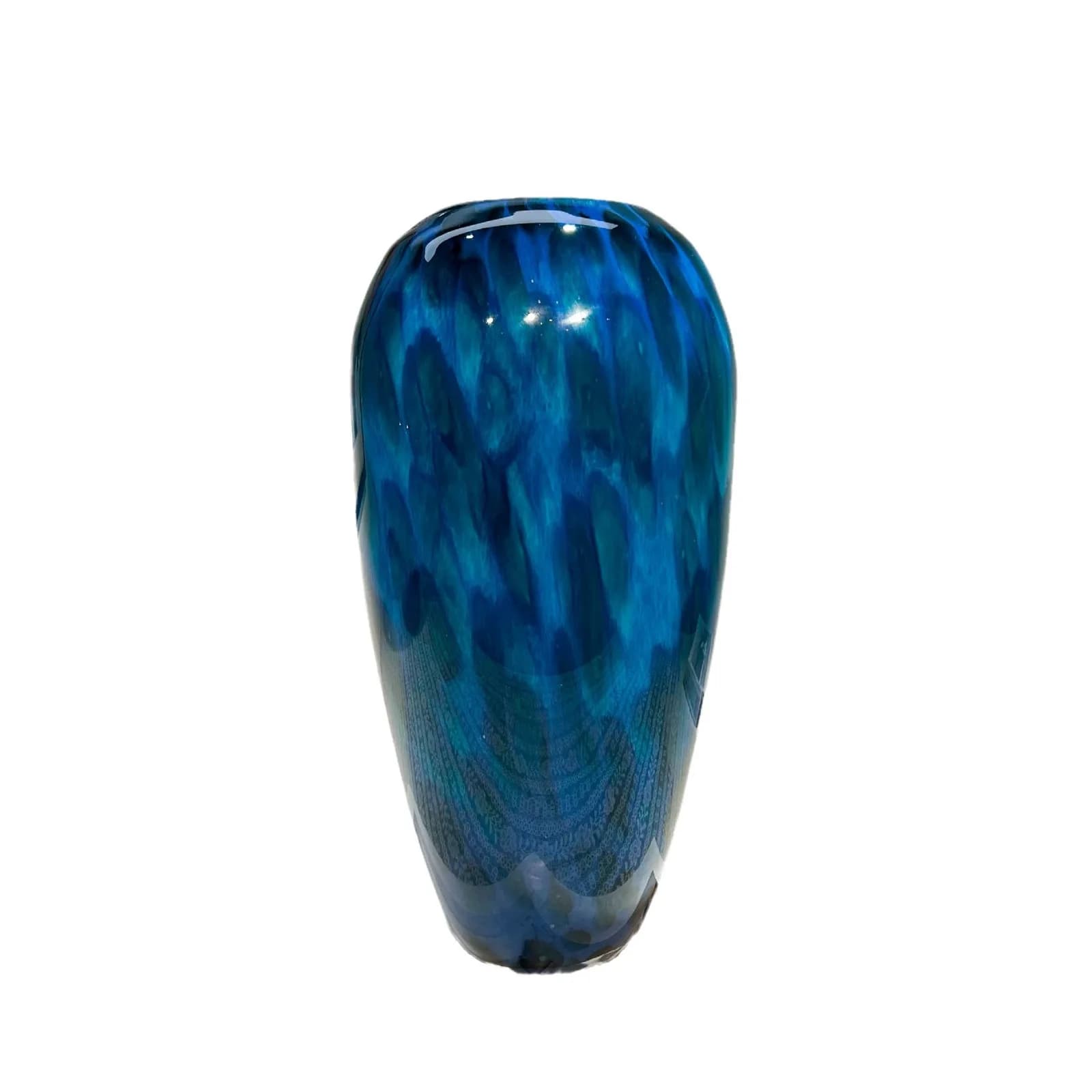 New Chinese Peacock Plume Handmade Large Diameter Glazed Vase Creative Ornament