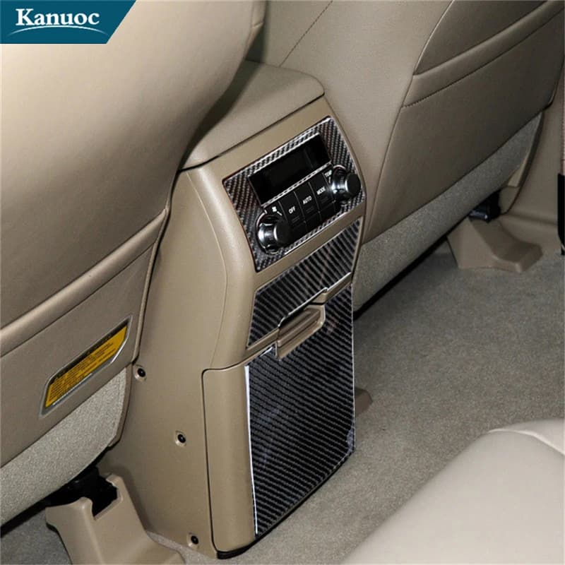 For Toyota Highlander 2008-2013 Car Interior Decorative Accessories Carbon Fiber Rear Air Vents Anti-kick Panel Stickers Cover