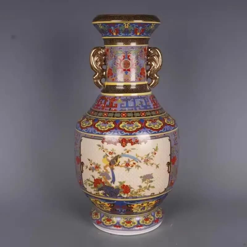 Jingdezhen Porcelain Vase Porch Ornaments Antique Official Enamel Porcelain Antique Collection Square Vase