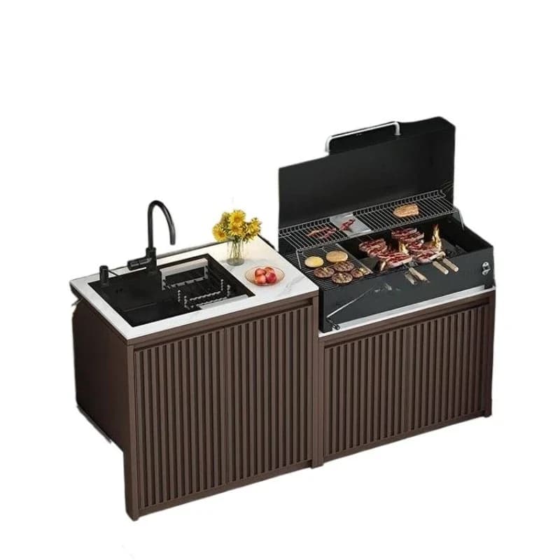 Outdoor courtyard barbecue wash basin operation table, villa yard wash basin outdoor pool basin integrated island platform