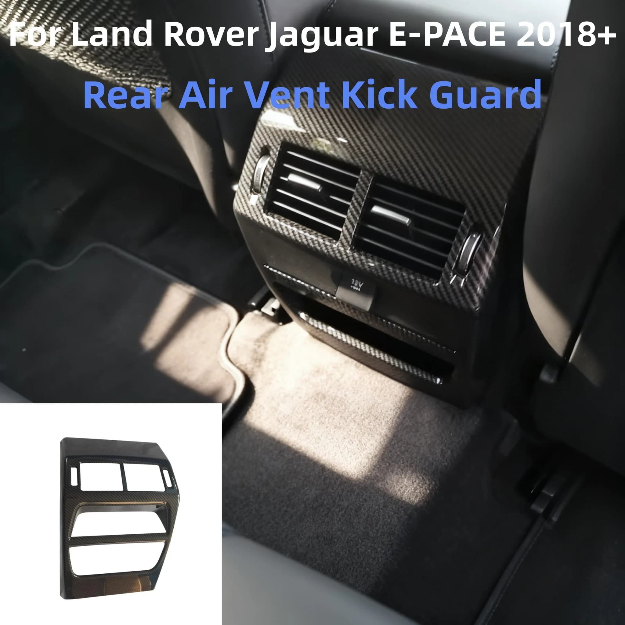 For Jaguar E-PACE 2018+ ABS Carbon Fiber Rear Air Vent Anti-Kick Guard Frame Cover Trim Interior Car Accessories