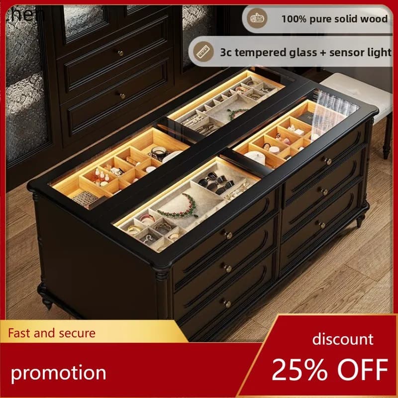 HT cloakroom Nakajima jewelry display retro storage chest integrated island high-end jewelry cabinet