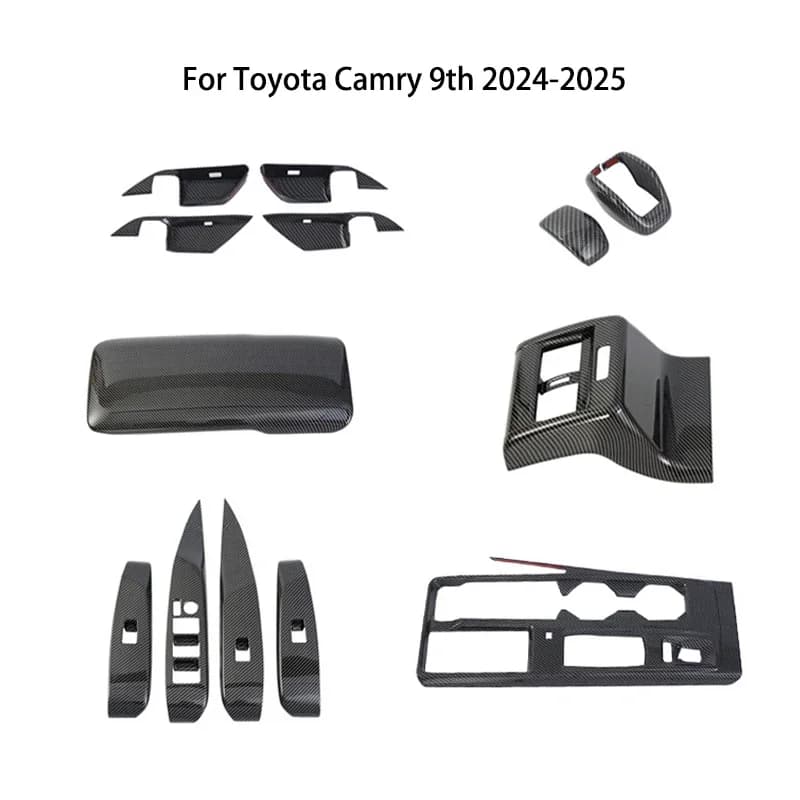For Toyota Camry XV80 9th Gen 2024 2025 Carbon Fiber Center Console Gear Shift Cover Steering Wheel Frame Decal Interior Trim