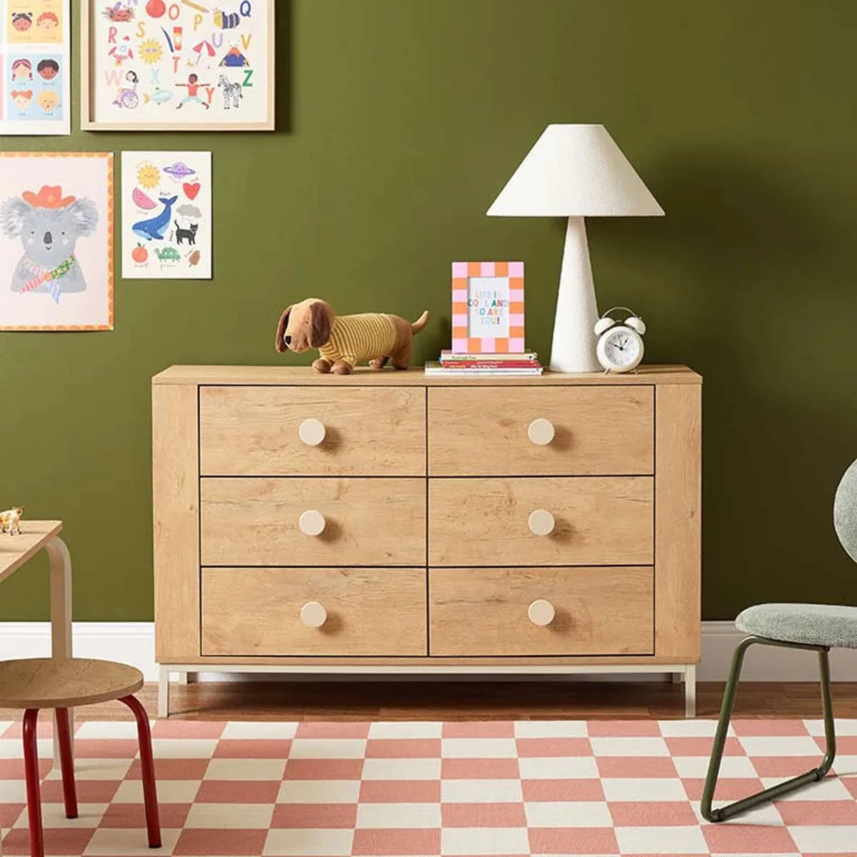 xx-2026 New Wooden 6 Drawers Chest of Drawers with 2 Hooks of Bedroom for Clothes*