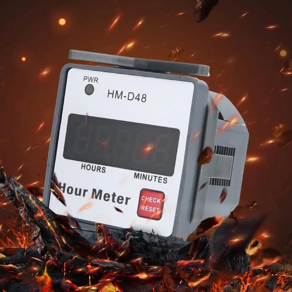 HM‑D48 Digital Hour Meter Hour Counter LED Panel Mount Timer AC220V Power‑on Timing Power‑off Memory Timer for Generator Motor