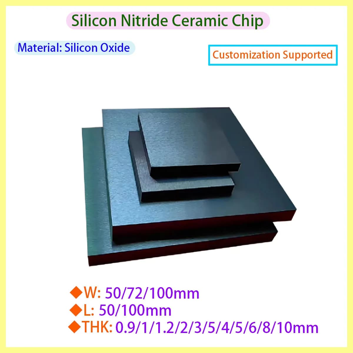 Silicon Nitride Ceramic Sheet High Temp Wear Resistant High Thermal Conductivity Ceramic Plate 50501/2/3/4/5/8/10mm
