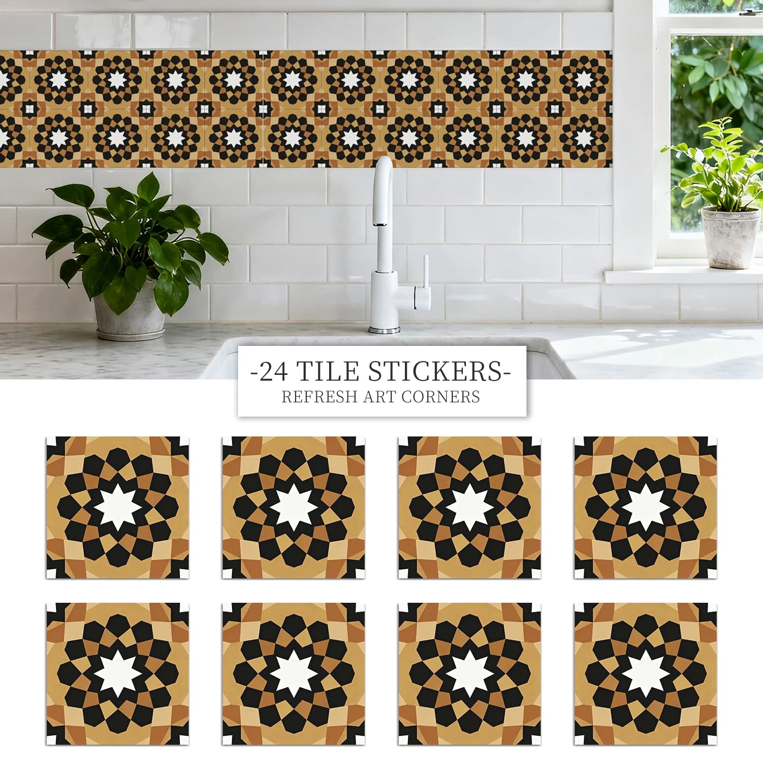 Stickers muraux bohème tuiles autocollantes décoration murale, cuisine, résistant à l'usure, décoration intérieure 36 pièces