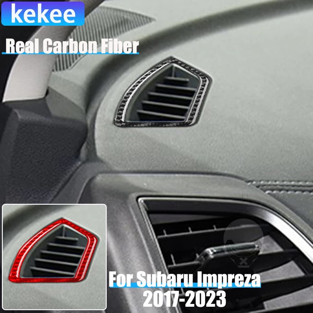 Real Carbon Fiber Car Accessories Defogger Vents Decorative Cover Soft Sticker For Subaru Impreza 2017-2023 Crosstrek 2018-2023