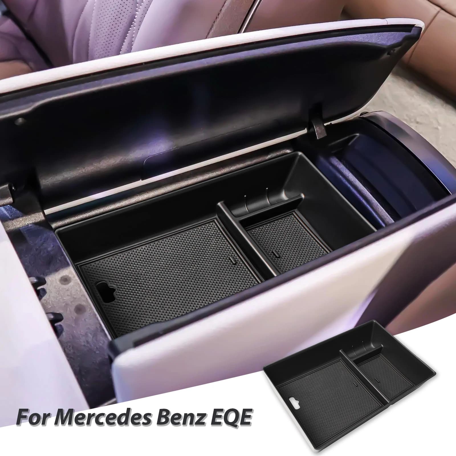 Center Console Organizer for 2023 Mercedes Benz EQE 350 Armrest Storage Car Box Center Console Tray ABS Accessories Storage Box