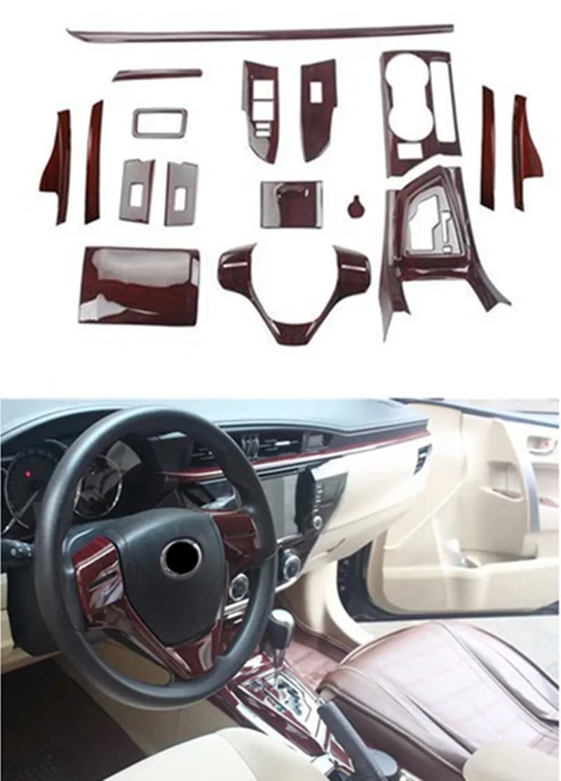 1lot Car stickers ABS Gloss wooden grain inside decoration cover for 2014-2016 Toyota corolla Levin