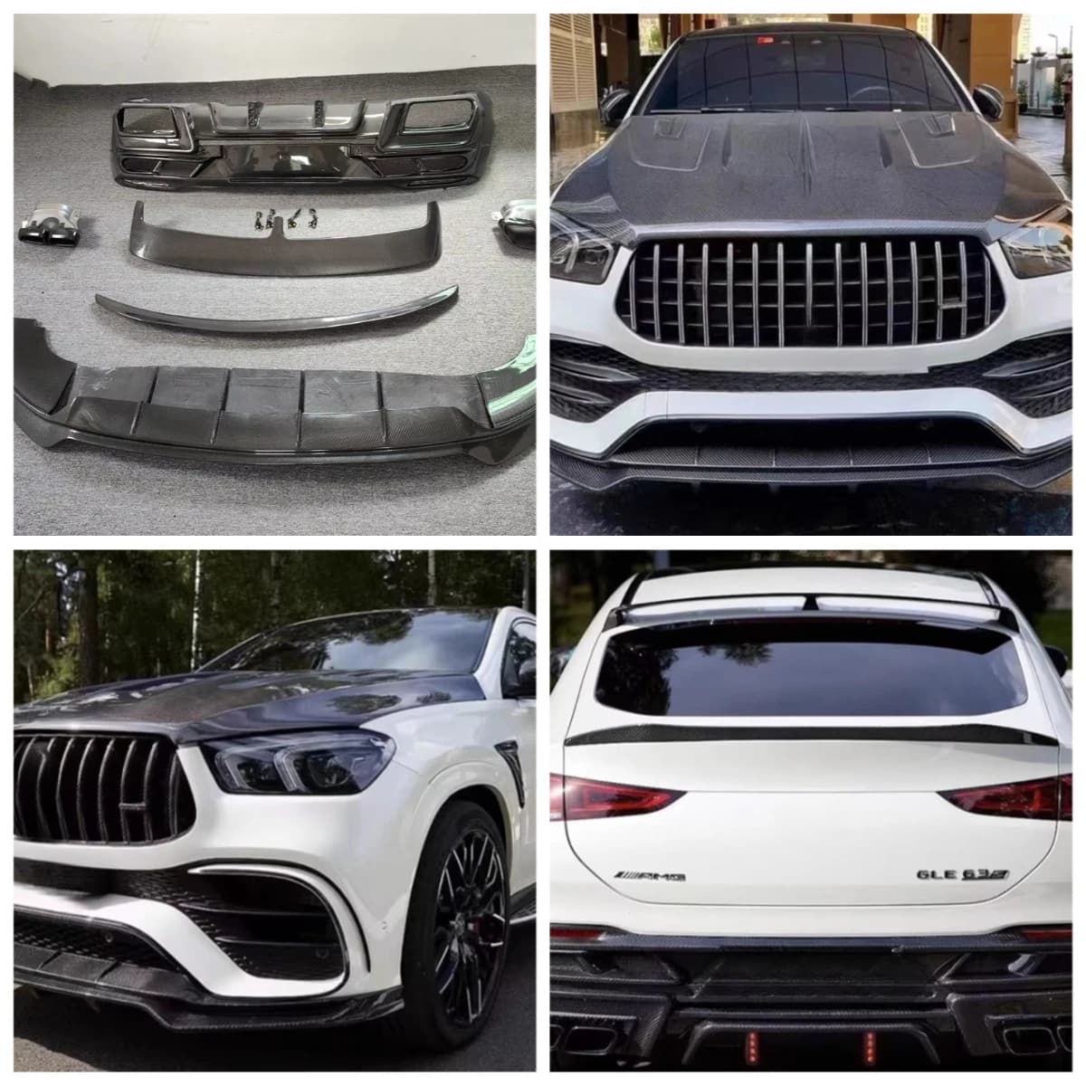High Quality Body Kit for Benz C167 W167 GLE Coupe with True Carbon Fiber LD Style Front Lip Rear Diffuser Rear Spoiler