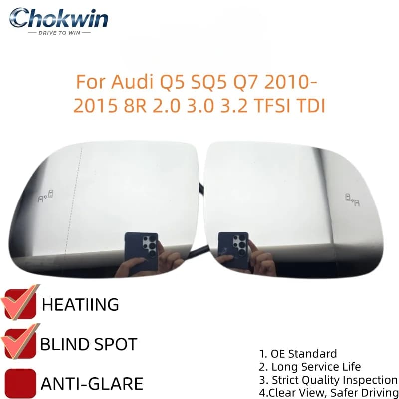 For Audi Q5 SQ5 Q7 2010- 2015 8R 2.0 3.0 3.2 TFSI TDI Accessories Heated Blind Spot Rear View Mirror Glass Replacement