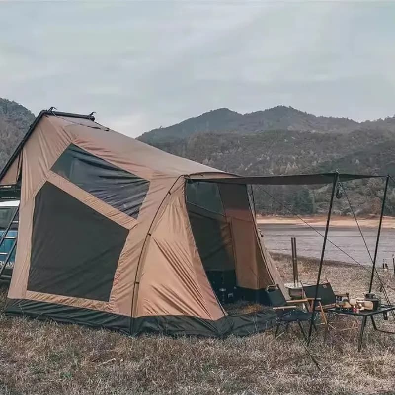 Custom Adjustable Height Angle Caravan Vehicle Roof Top Extend Shelter Canopy Outdoor Camping Large Space Side Car Awning Tent