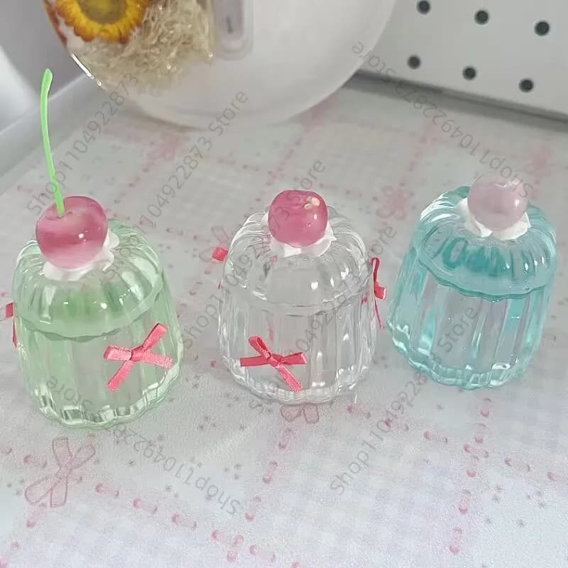 Cherry Pudding Ins Style Storage Box Pen Wash Jar Desktop Ornament Bow Storage Box Jewelry Storage Jar Home Decoration Girl Gift