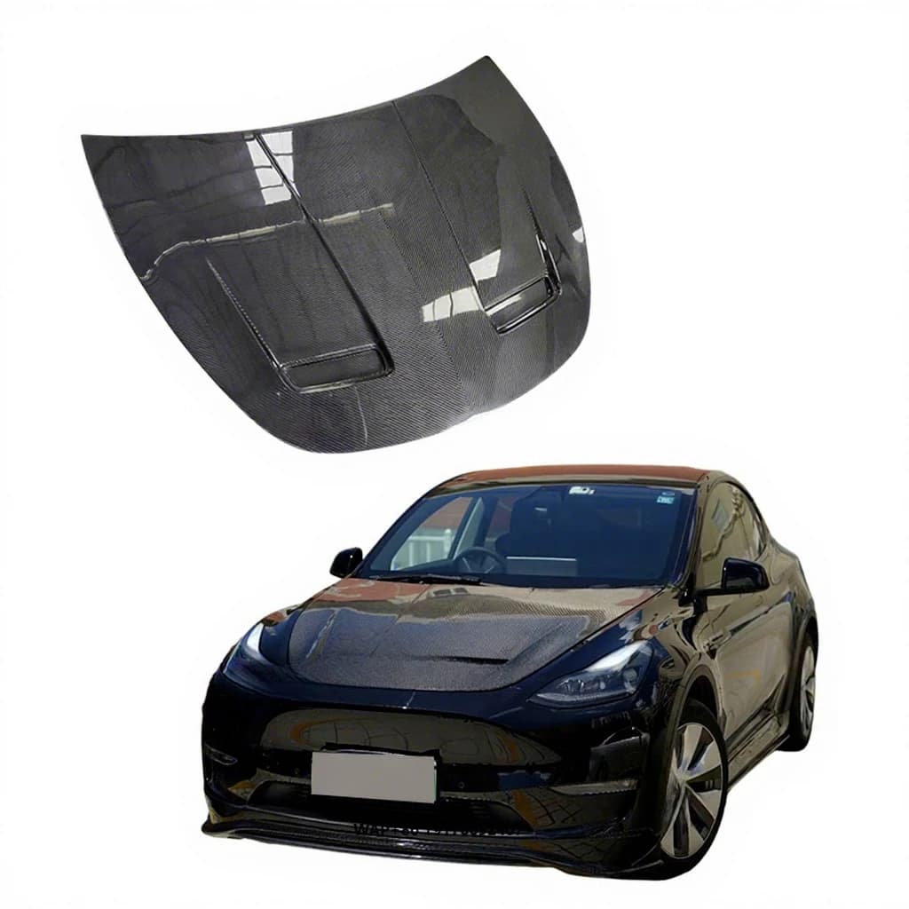 Customized Exterior Parts Lightweight Black V Style Dry Carbon Fiber Bonnet Hood for  Model 3 Y Carbon Fibre Hood Upgrade