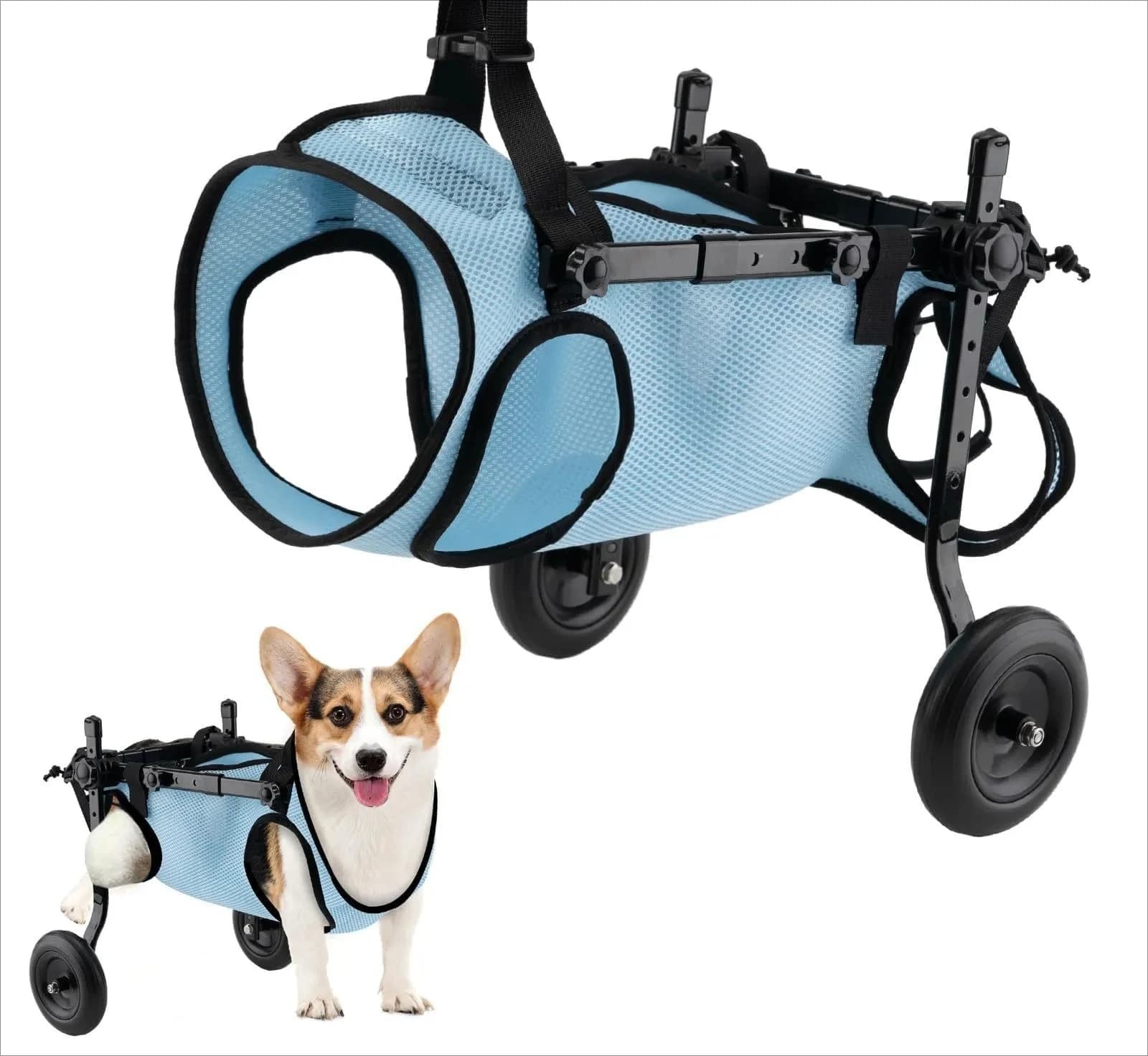 Aluminum Alloy Adjustable Disabled Dog  for Dogs Back Legs,Mobility Aid Rehabilitation Training Trolley for Small Pet