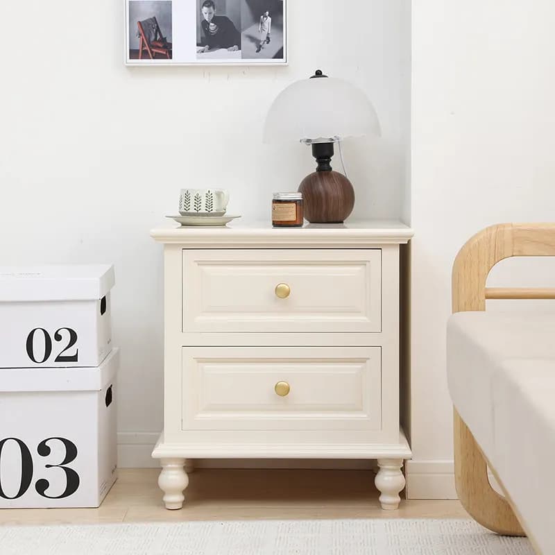 LH solid wood simple narrow side bedroom bedside locker equipped with two buckets