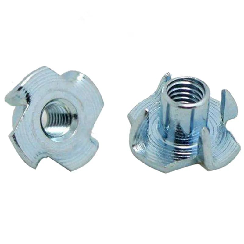 20pcs M4 M10 1/4"-20 4 Pronged Tee Nut T-Nut Assortment Threaded Insert For Rock Climbing Holds Wood Cabinetry