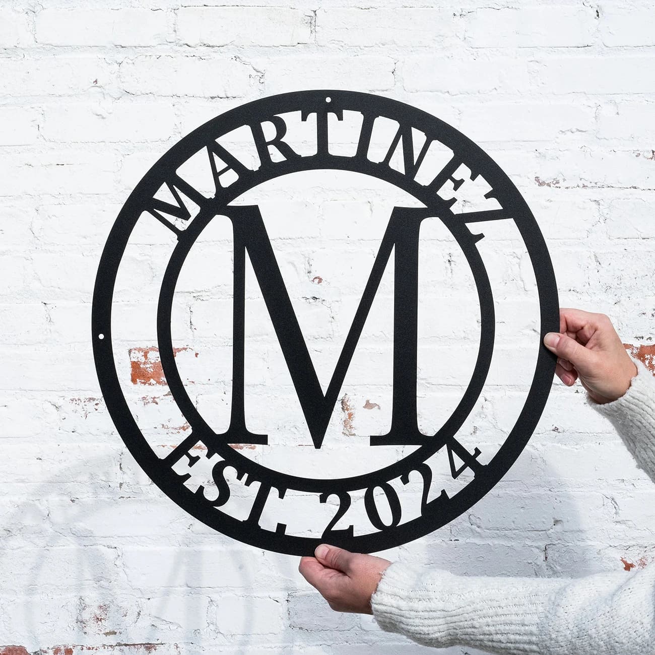 Personalized Family Name Sign with Letter Metal Last Name Sign Custom Metal Name Sign Established Last Name Sign Circle Monogram