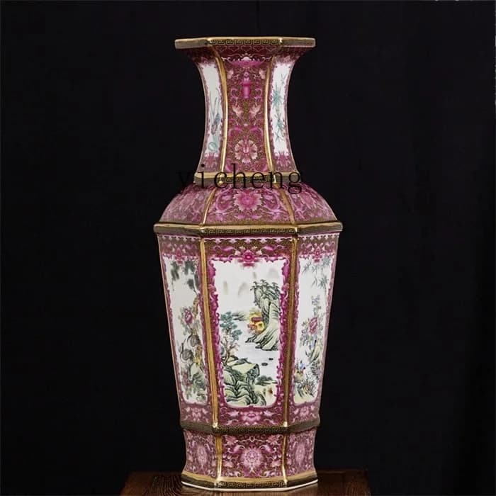 L7-8 new Chinese enamel vase ornament home living room TV cabinet decoration crafts