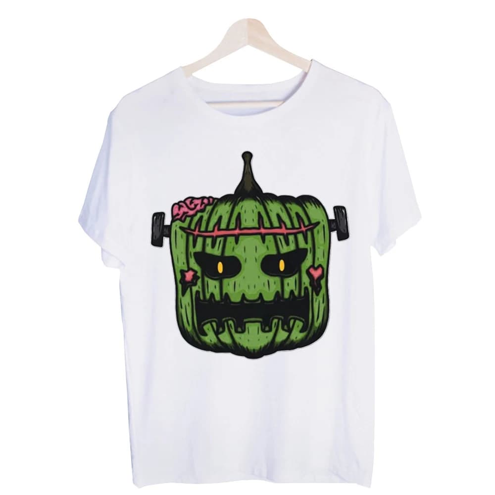 Men's Frankenstein-inspired Pumpkin Graphic Tee, Short Sleeve Halloween Streetwear T-Shirt for Casual Outfits
