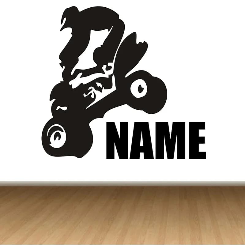 quad atv mini moto kinderen personaliseren naam kunst aan de muur sticker vinyl muursticker home decor for kinderen kamer