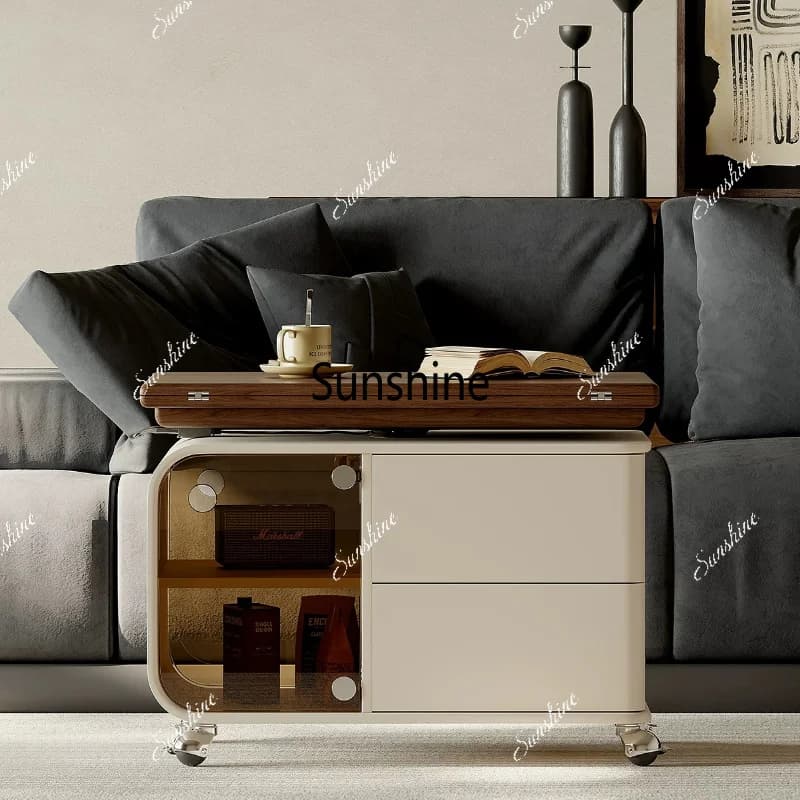 French lift coffee table living room cream wind movable folding trolley