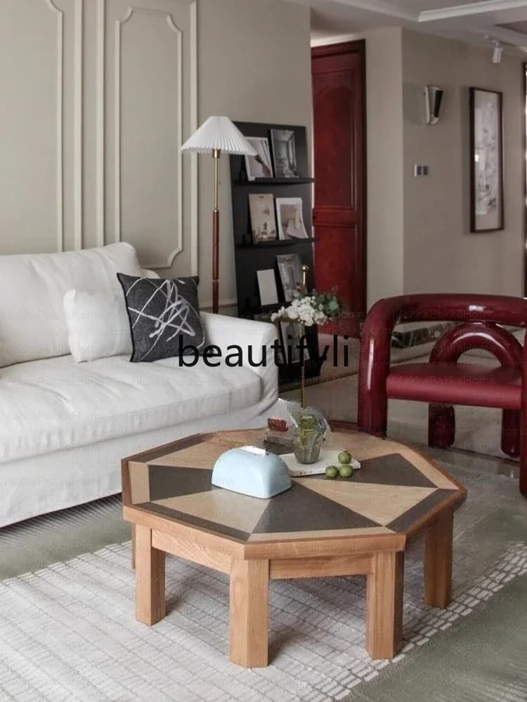 X Vintage Creative Solid Wood Coffee Table Modern Minimalist Color Block Living Room Coffee Table