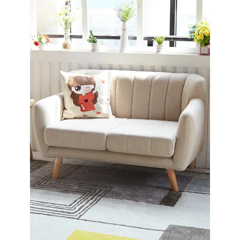 Nordic cotton and linen fabric small apartment bedroom balcony, rental house apartment Japanese-style 1.2 meters two double sofa