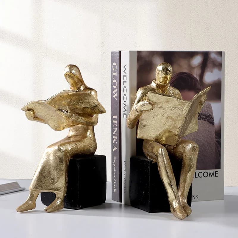 Reader Character Sculptures, Library Bookshelves, Bookshelves, Abstract Figures, Resin Statues, Desktop Decorative Figurines