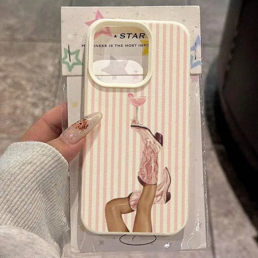 Retro Western Cowboy Boot Striped Pattern TPU Soft Phone Case For iPhone 18 17 Pro Max 16 Plus 15 14 13 12 11 XS X XR Air Cover