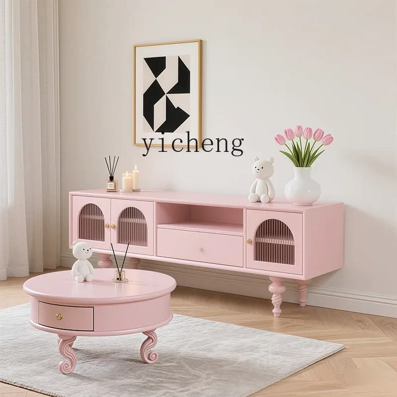 B1 TV Cabinet French Cream Wind TV Cabinet Coffee Table Living Room Household