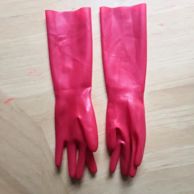 Punk Cosplay Fetish Gloves For Women Man Crossdressing COS, Sexy Latex Gloves Black Red Seamless Long Rubber Gloves