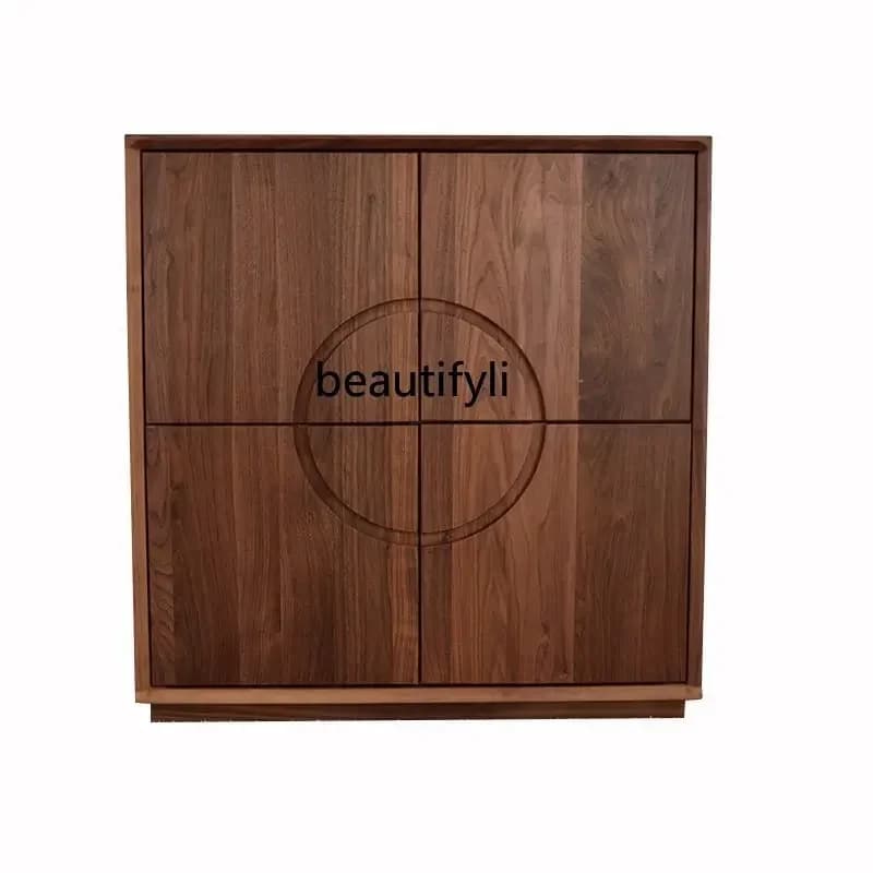 cc182R11 North America Black Walnut Wood Hallway Cabinet Storage Cabinet Solid Wood Art Shoe Cabinet