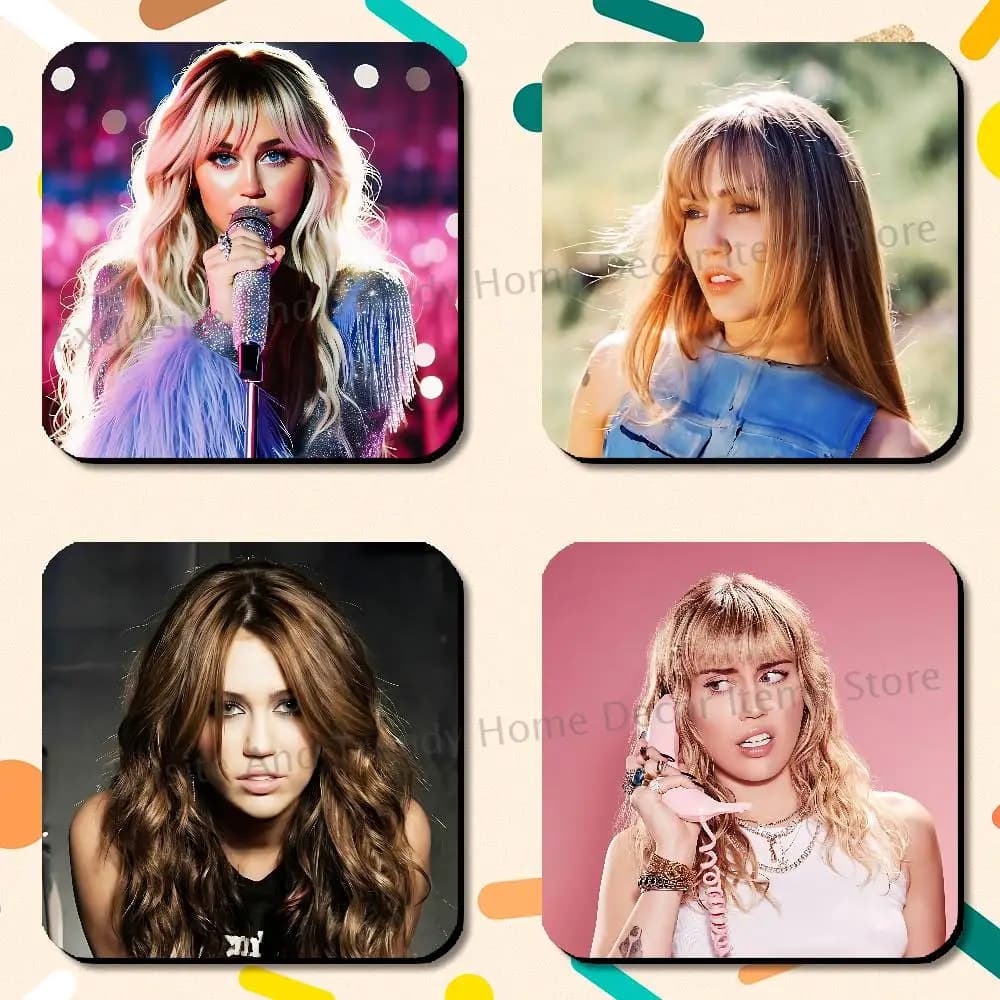 M-Miley C-Cyrus Beautiful Square Decorative Fridge Magnets for Home Kitchen Office Whiteboard & Locker 75x75mm