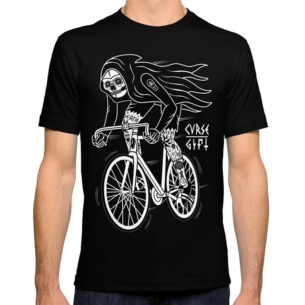 Funny Death Rider Skull Cyclist T-Shirt. Summer Cotton O-Neck Short Sleeve Mens T Shirt New S-3XL
