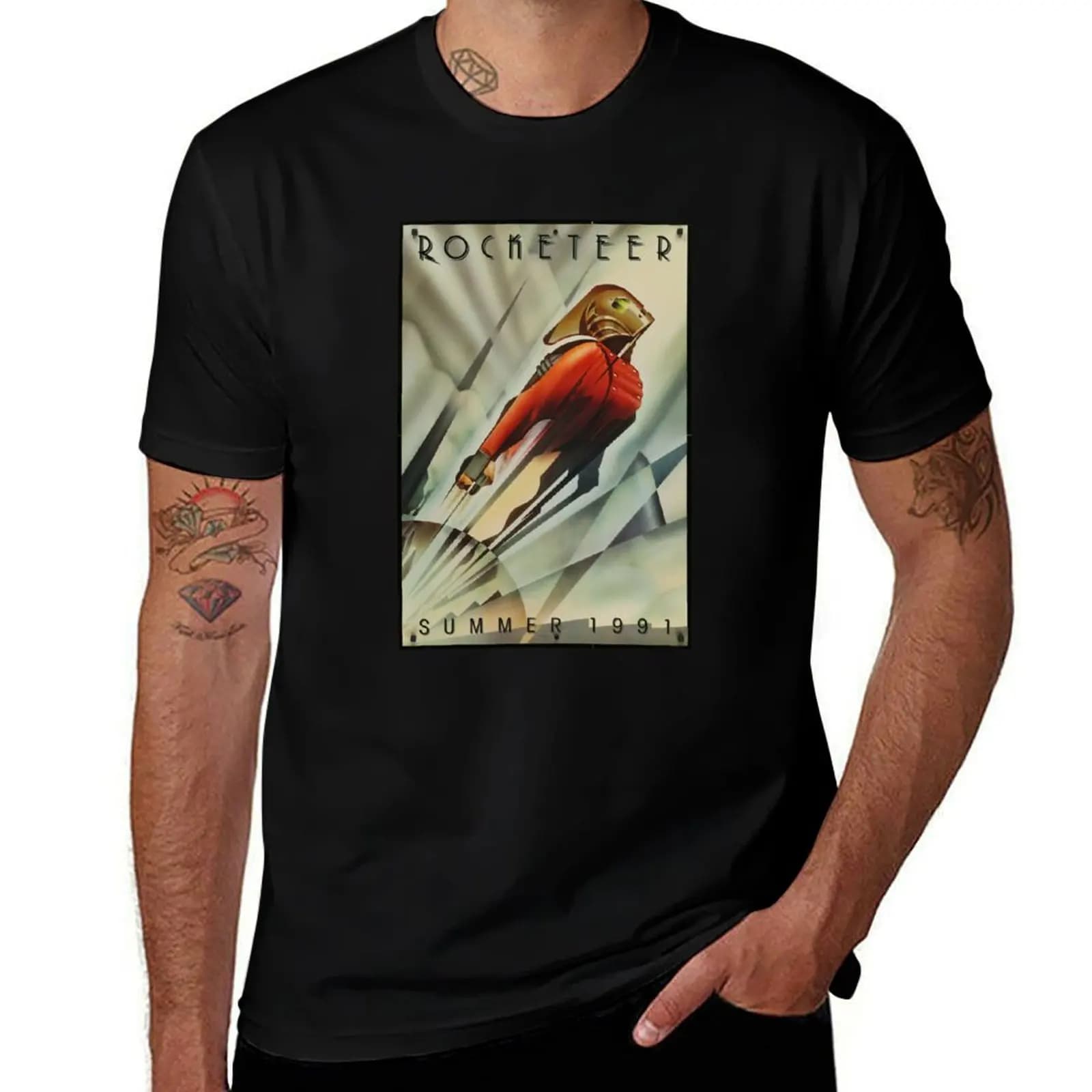 Rocketeer Movie Poster Shirt - Art Deco T-Shirt man t shirts cotton T-Shirt