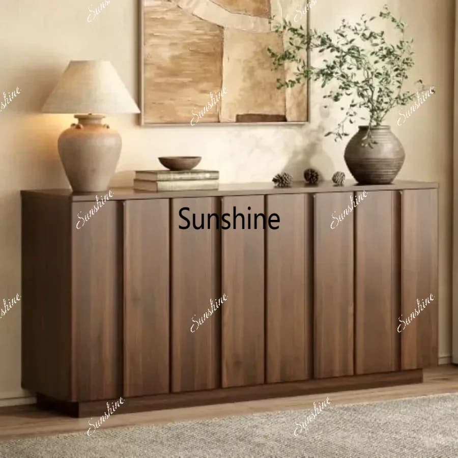 Sideboard Buffet Cabinet with Storage for dining room, engineered wood, walnut finish, spacious concealed storage and sleek