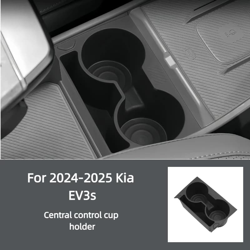 Shock-absorbing Cup Holder and Storage Tray for 24-26 Kia EV3 Center Console Cup Holder black ABS