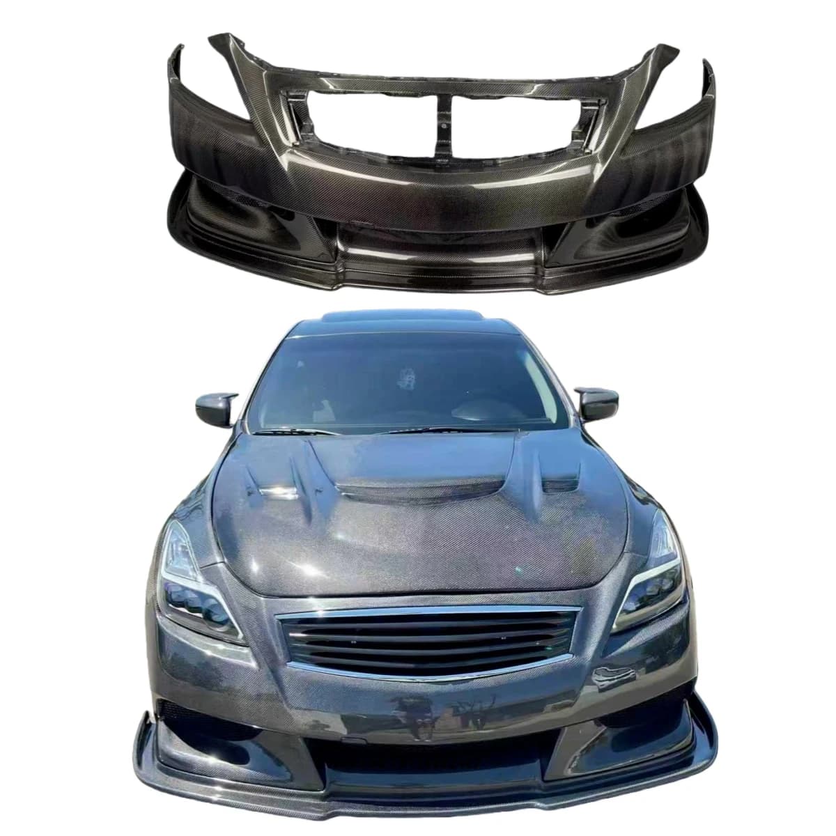 ForInfiniti G37  Modification and Upgrade Carbon Fiber Front Bumper Body Kit Fender Diffuser Front Spoiler air Dams Hood