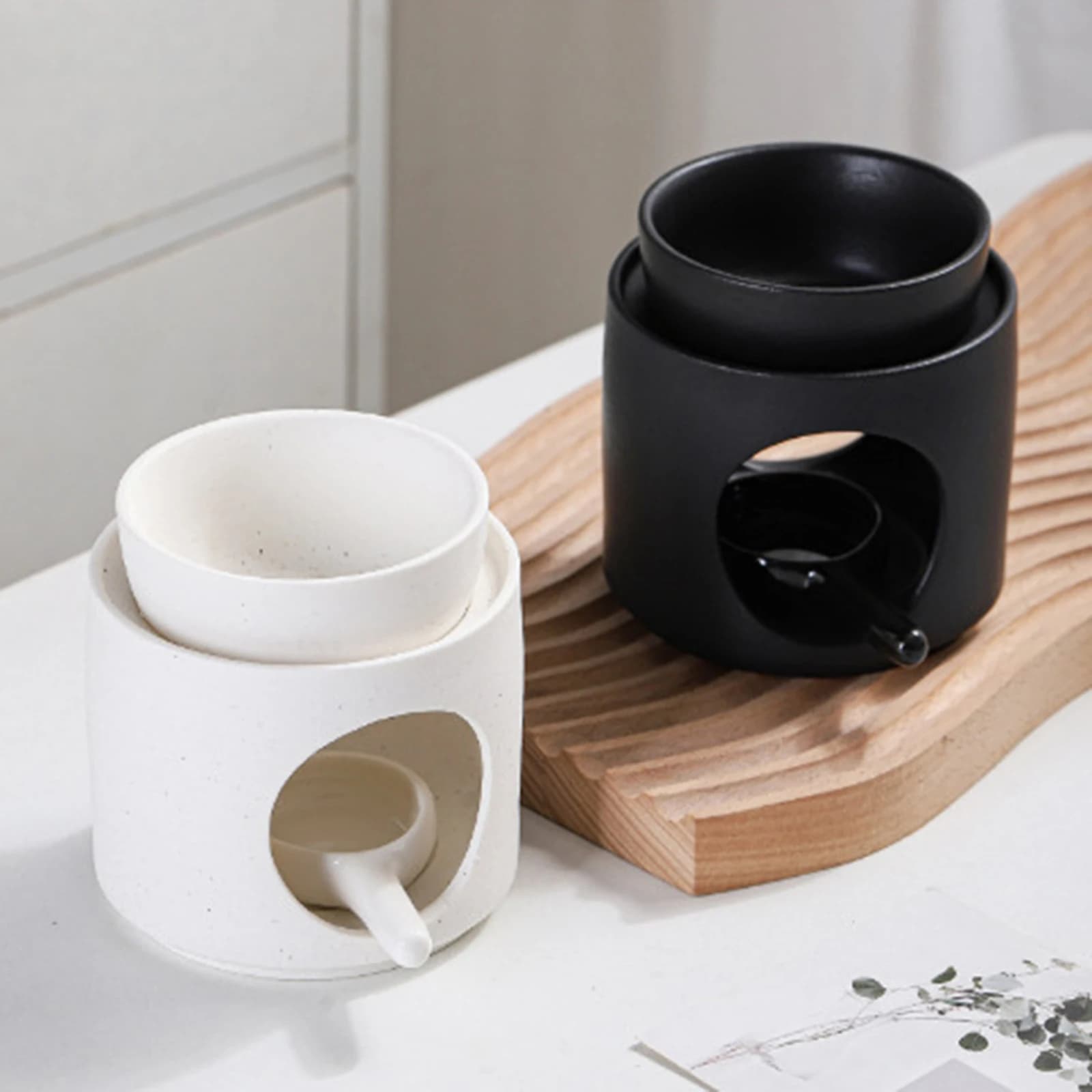 Ceramic Essential Oil Burner Incense Burner Holder Multifunctional Candlestick Tealight Candle Holder Home Office Bedroom Decor