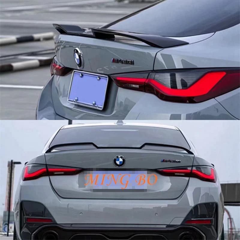 FOR BMW 3 series 4 series G20 G28 G22 G80 G30 F90 M3 M4 V Style ABS Glossy black Rear Spoiler Trunk Wing 2020-2023