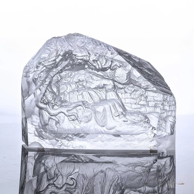 Glass heart direction ancient glass ornament lost wax method desktop decoration gift box crafts