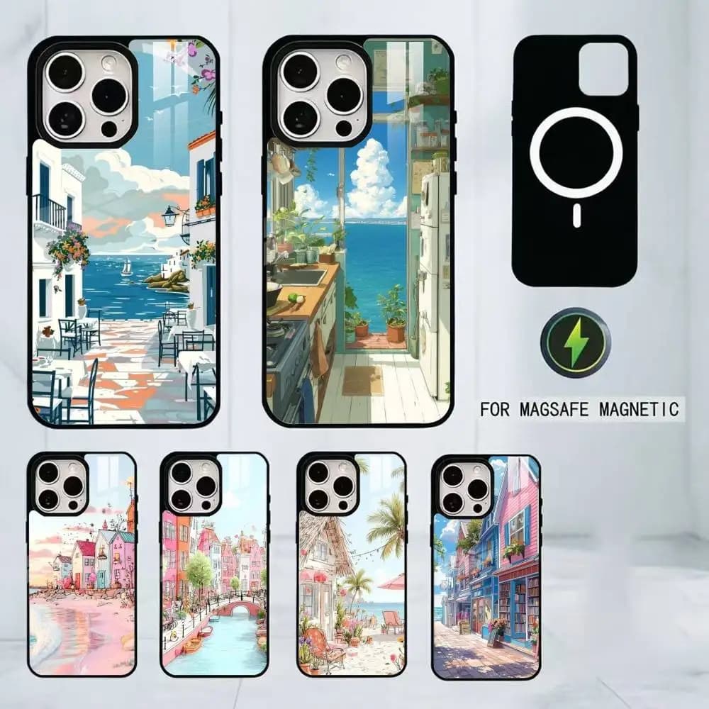 Summer Vibe Phone Case For iPhone17,16,15,14,13,12,11 Plus,Pro Magnetic For Magsafe Wireless Charging