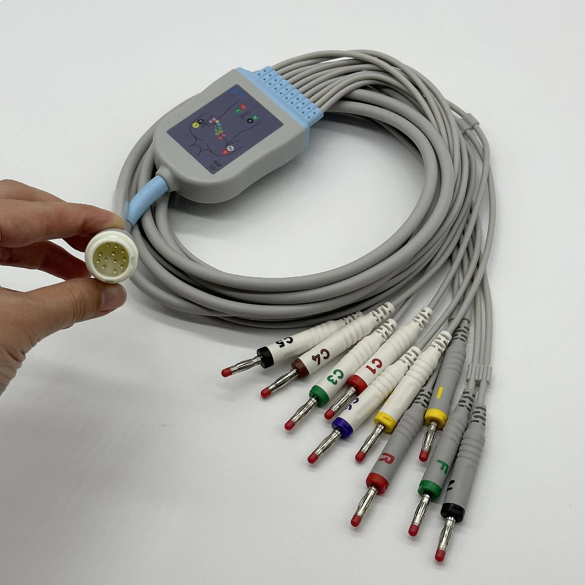 Compatible with Phs Electrocardiogram Machine Lead Wire 12 Pins EKG12 Lead Wire Banana Plug