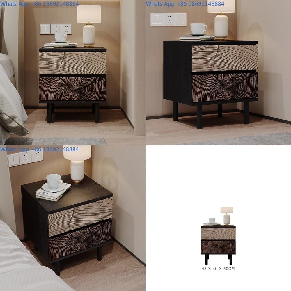 Italian style luxury bedside cabinet for home bedroom drawer storage small side table with vintage wabi sabi aesthetic